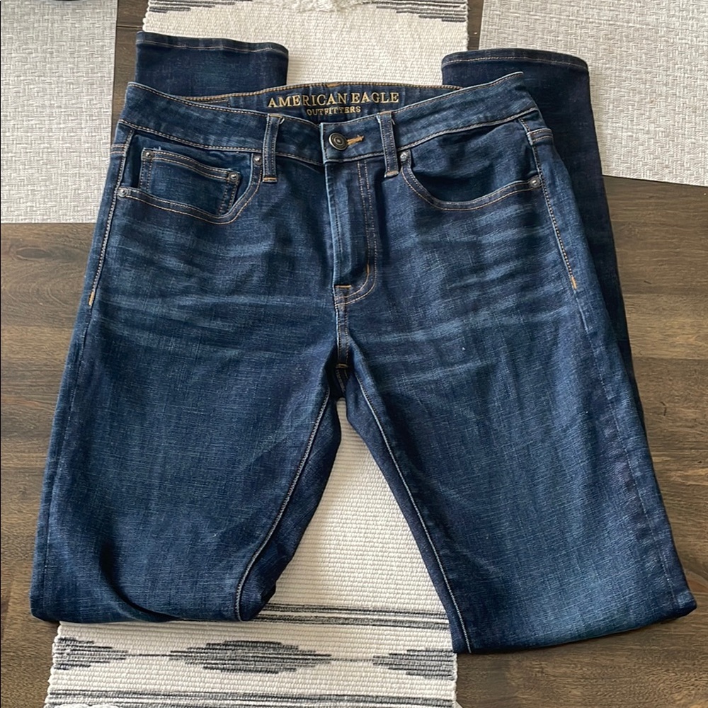 American Eagle Outfitters Men's Dark Blue Jeans